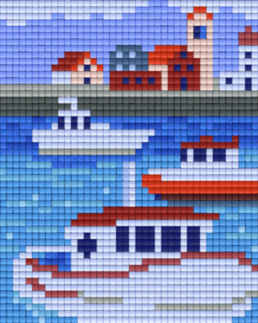 Seaside Boats One [1] Baseplate PixelHobby Mini-mosaic Art Kits image 0